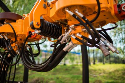 Close,Up,Of,Pipe,System,Of,Hydraulic,Valves,In,Agricultural