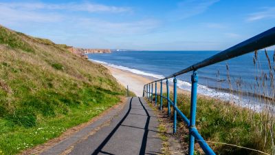 Stairway,Down,To,Seaham,Hall,Beach,In,County,Durham,,England