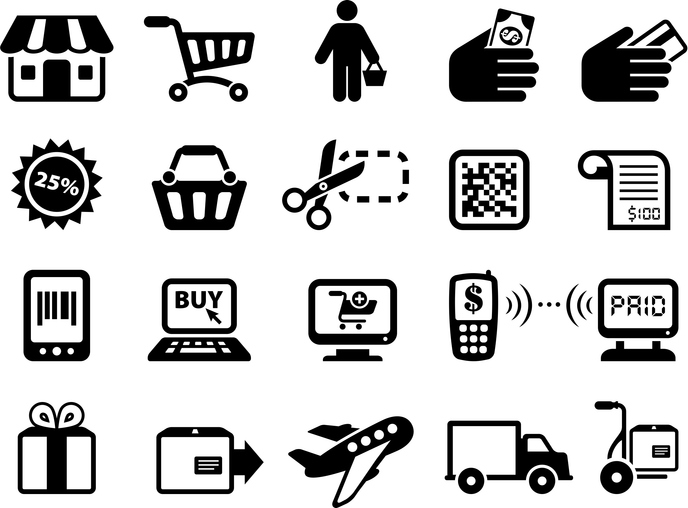 Shopping And Commerce Black & White Vector Icon Set